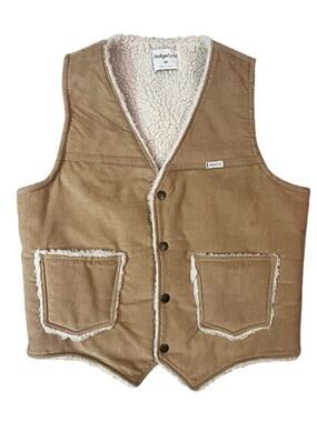 Vintage Sedgefield Corduroy & Sherpa Vest Mens Medium Tan Snap Cowboy Western